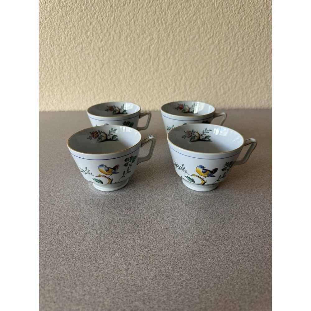 Set of 4 Vintage Spode Copeland Queen’s Bird Fine Stone Tea Cups England Y4973